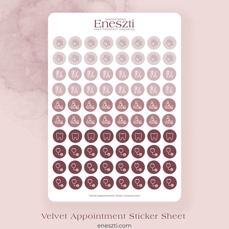 Velvet appointment sticker sheet
