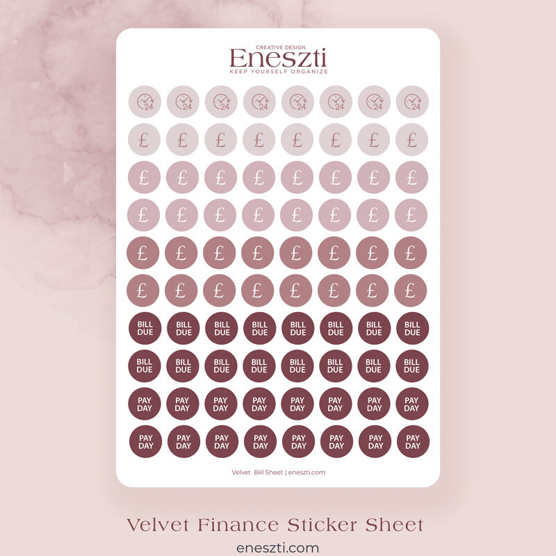 Velvet Budget Sticker Sheet