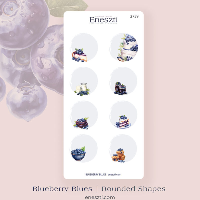Blueberry Blues Round Shape Sticker Sheet